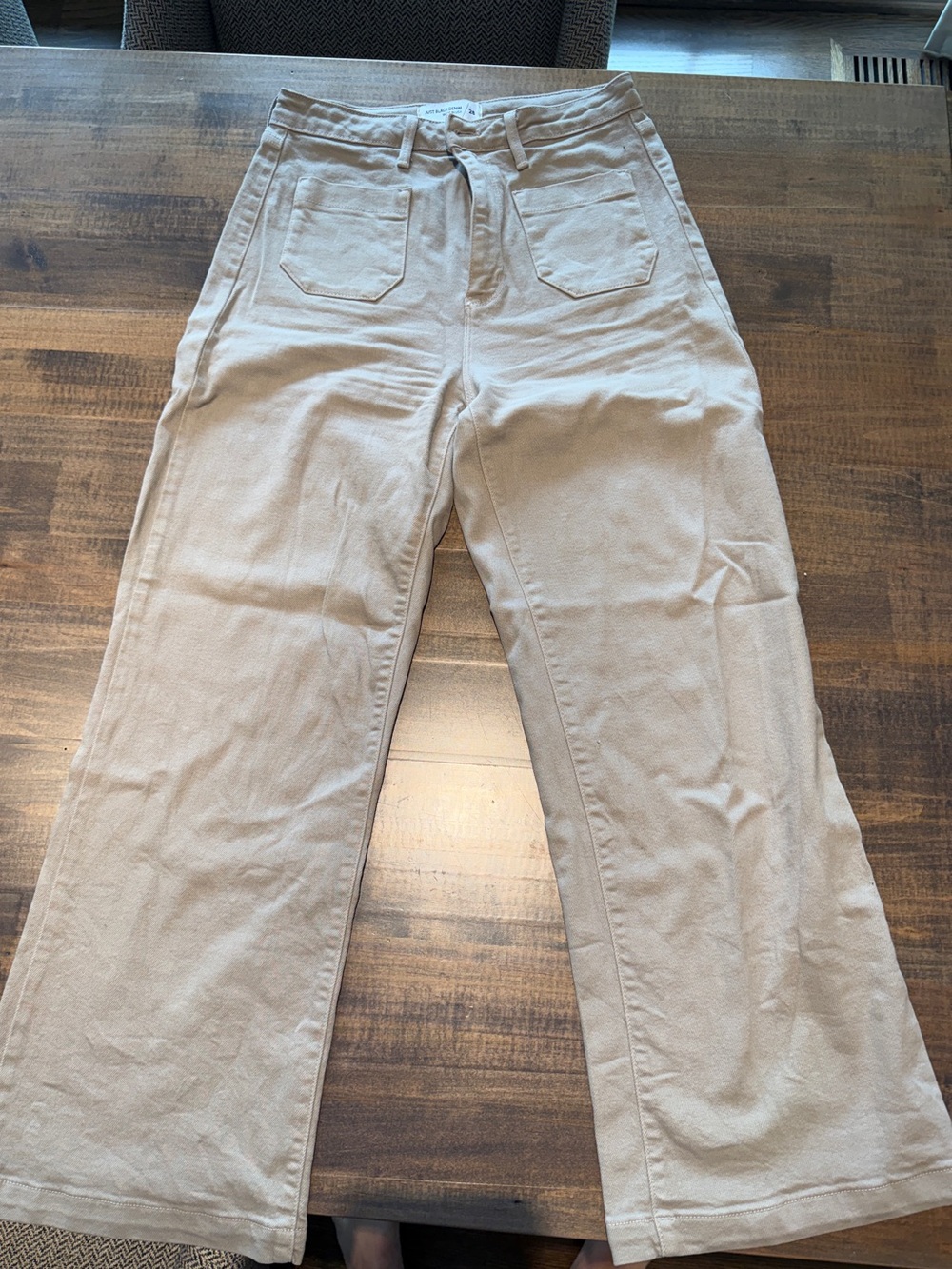 Just Black Denim High-Rise Wide Leg Jeans in Light Beige